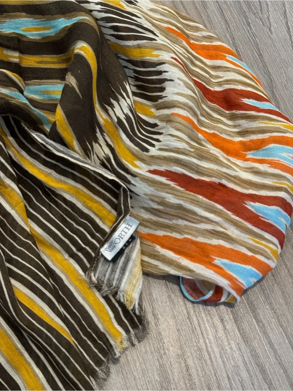 Worth Italian Silk Linen Scarf Lightweight Multi-Color Striped Scarf WrapWomen’s